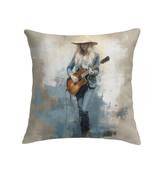 Close-up of the vibrant, stylish pattern on the Funky Grooves Indoor Pillow.